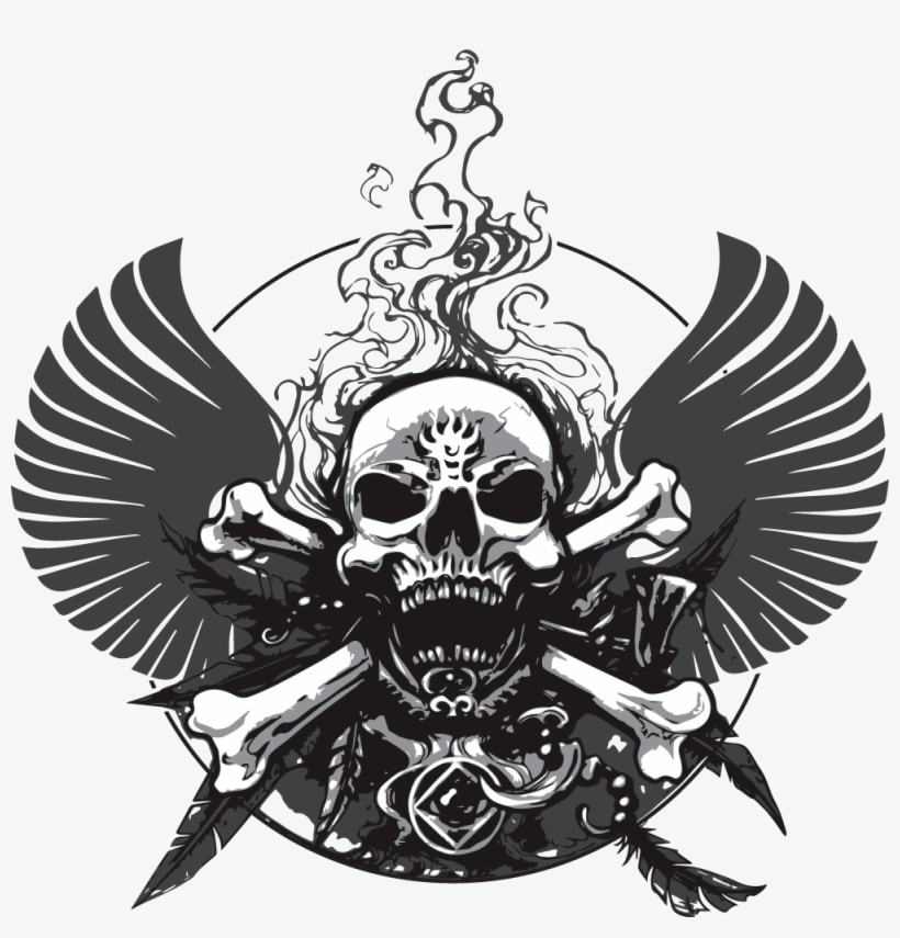 Decal Skull And Wings - Skull With Wings Png, transparent png