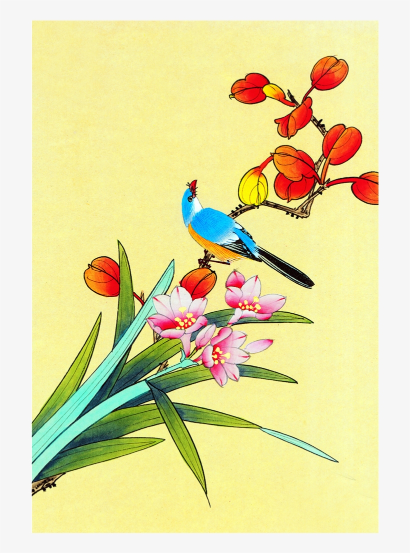 Bird-and-flower Painting, transparent png