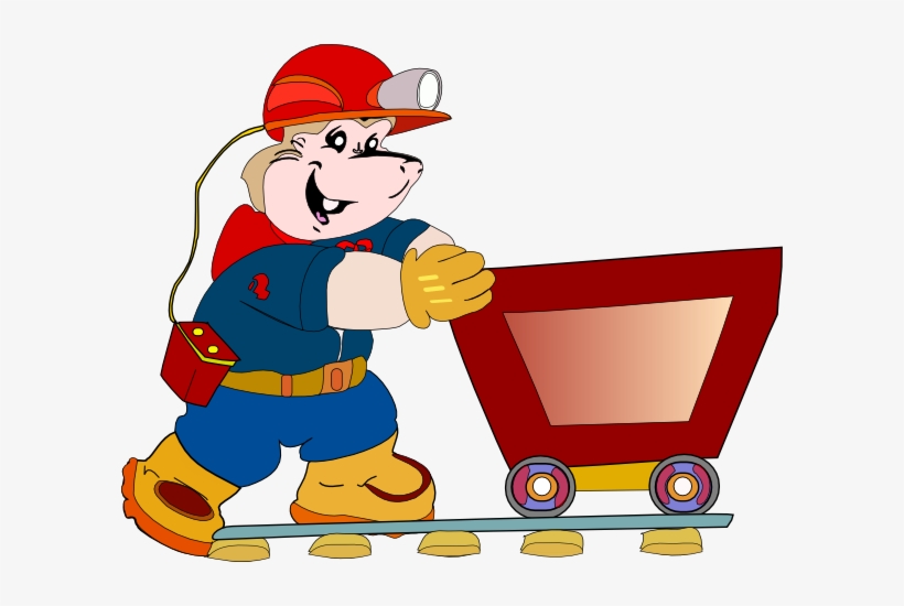 Clipping Art Of Coal Miners - Coal Miner Pushing Cart Round Ornament, transparent png
