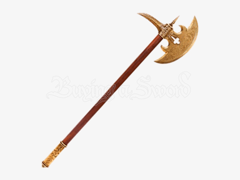 16th Century German Brass Battle Axe - Deutsche Mittelalter Axt Verziert Mit Messingfarbenden, transparent png