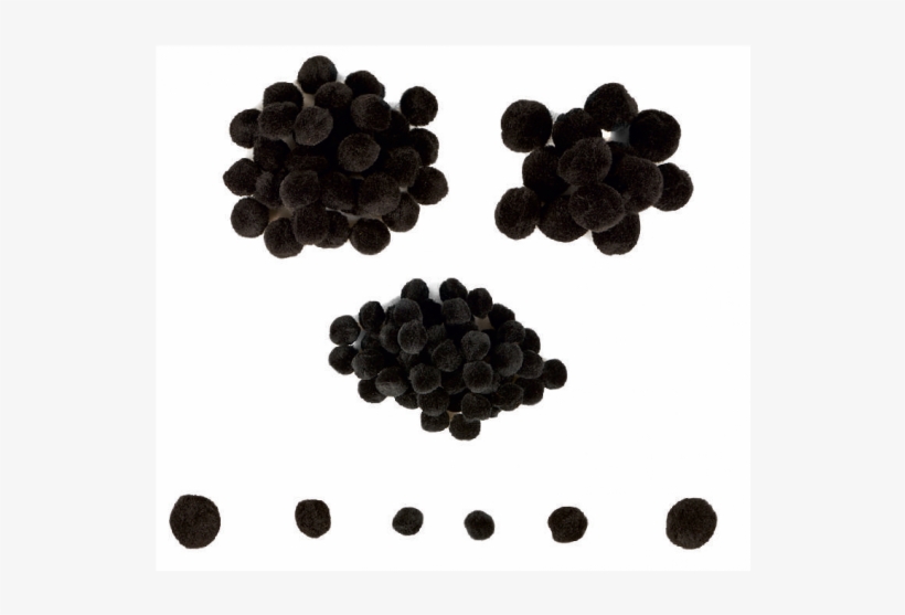 Mini Pom-poms - 100 Pieces - Black - Pom-pom, transparent png
