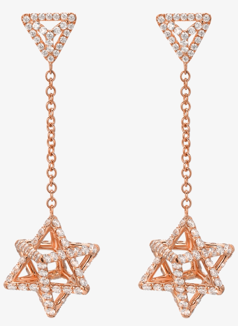 Merkaba Light Rose Gold Drop Earrings With Diamonds - Earring, transparent png