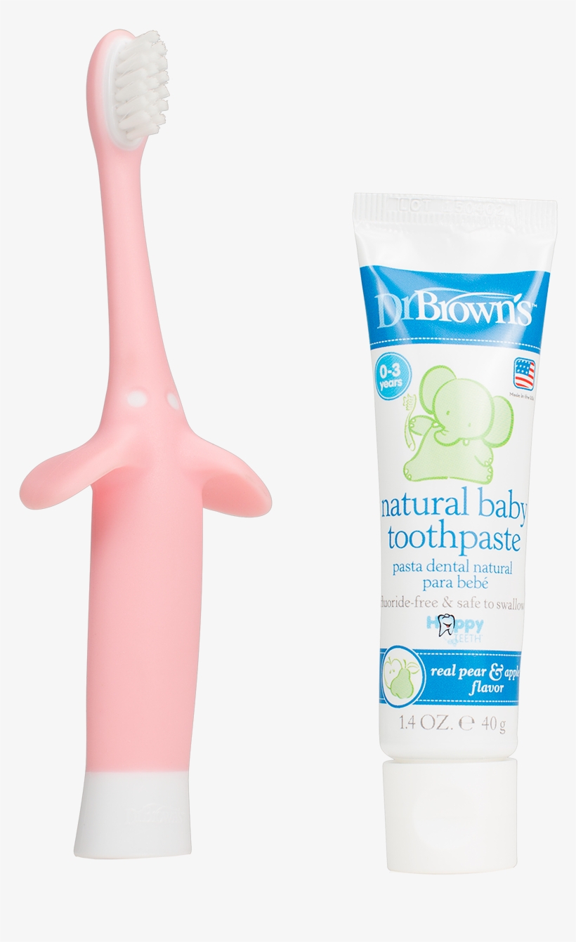 Drbrowns Toothbrush Toothpaste Set Pink - Dr. Brown's Natural Baby Toothpaste, 1.4 Ounce, transparent png