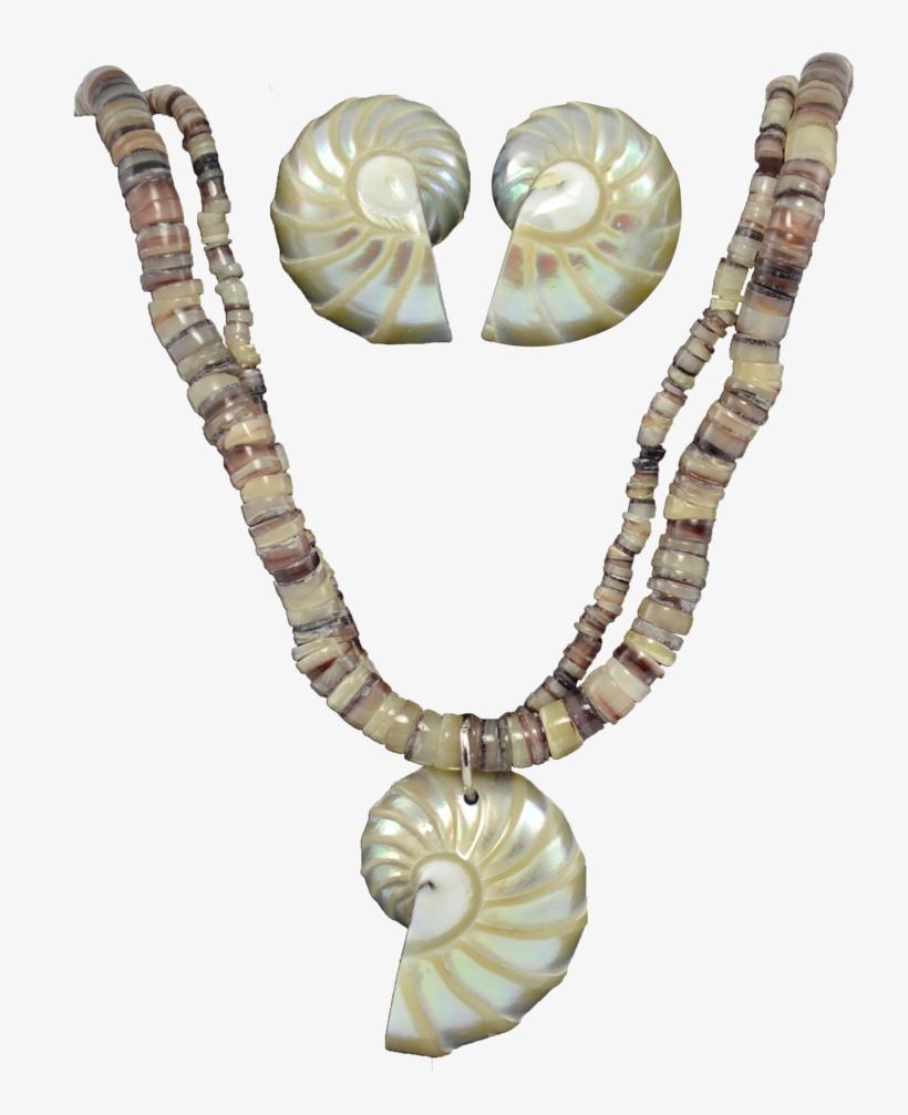 Nautilus Necklace 16-3" & Matching Earings, transparent png