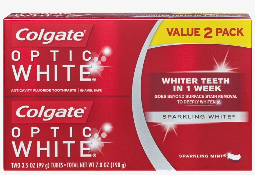 Colgate Optic White Whitening Toothpaste, Sparkling, transparent png