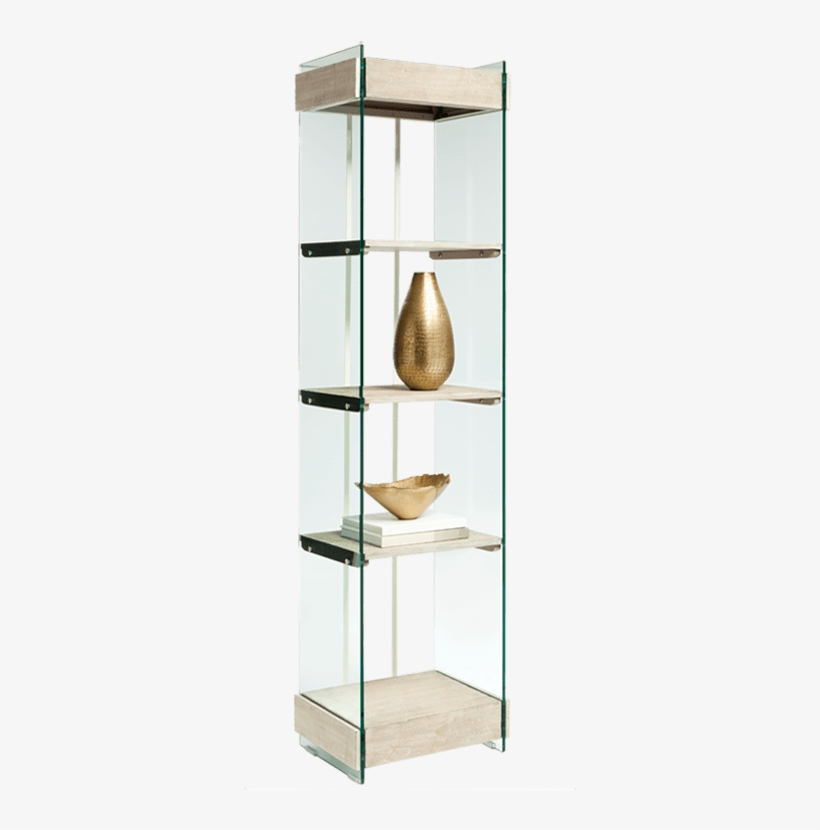 Sr-100655 Distressed Oak Refined Glass Bookshelf, transparent png