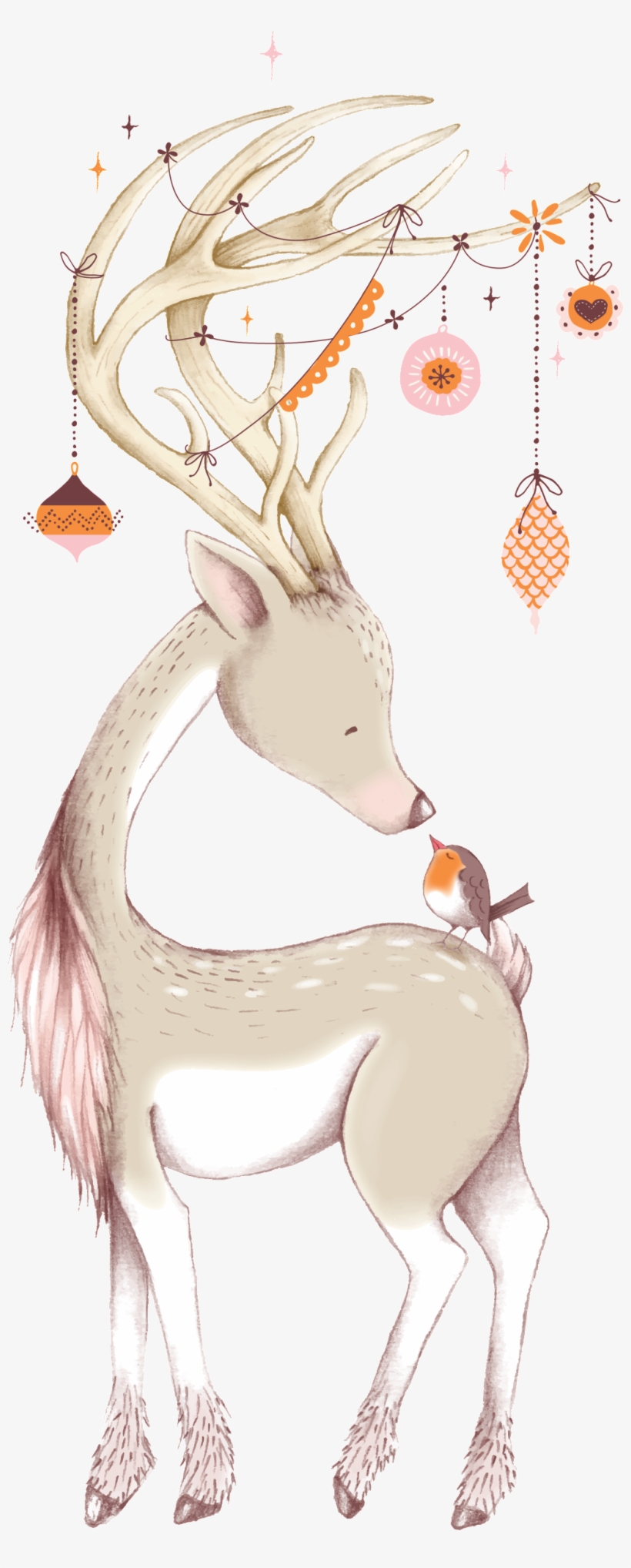 Cute Christmas Deer Ornaments & Oval Ornament, transparent png
