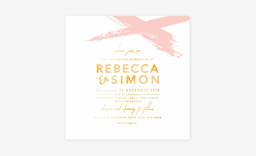 Kiss Kiss Gold Foil With Blush Invitation On White - Poster, transparent png