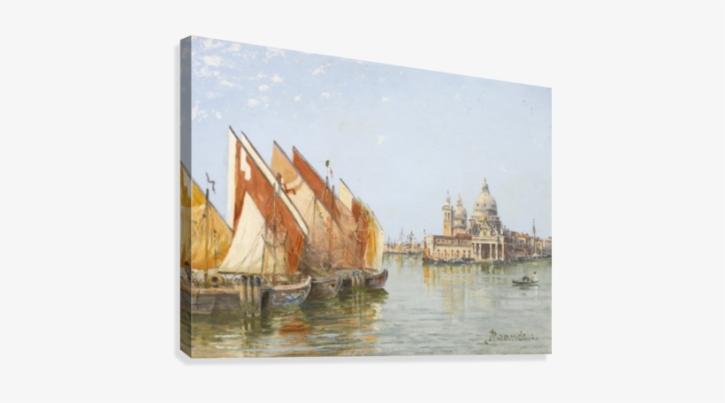 Fishing Boats Along A Canal In Venice Canvas Print - Venice, transparent png