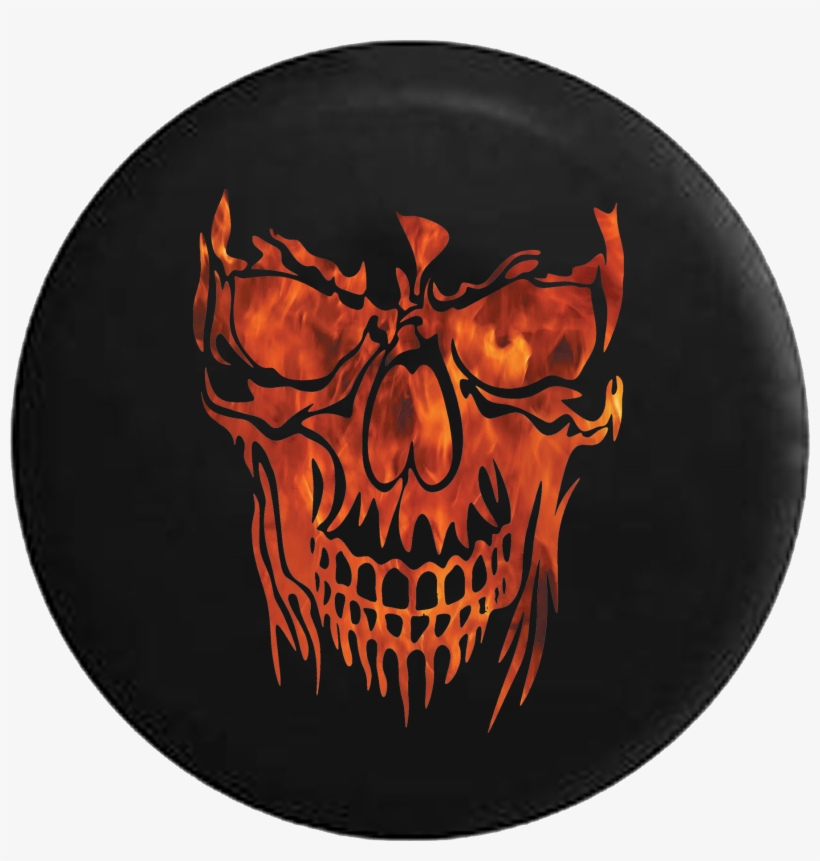 Hell And Back Flaming Skull Face - Tirecoverpro Grinning Skull Jeep Rv Camper Spare Tire, transparent png