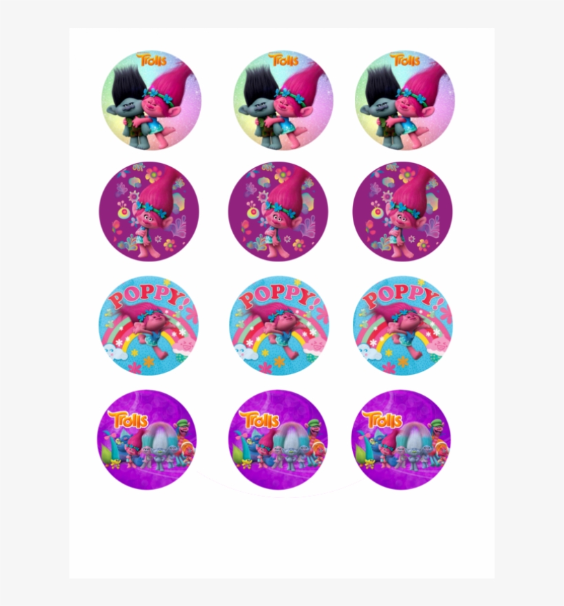 Trolls Cupcake Toppers Characters - Trolls Cupcake Toppers, transparent png