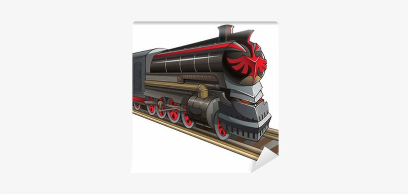 Old Steam Locomotive With Demon Eyes, Vector Wall Mural, transparent png