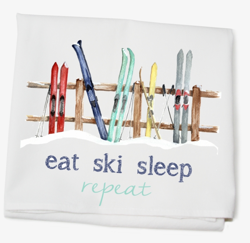 Skis On Fence Winter Wonderland Collection Flour Sack - Flour Sack, transparent png