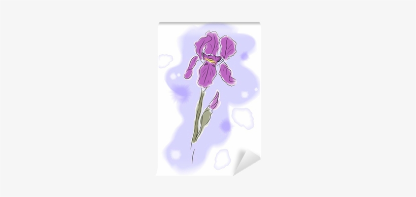 Vector Illustration Of Watercolor Iris Wall Mural • - Christmas Orchid, transparent png