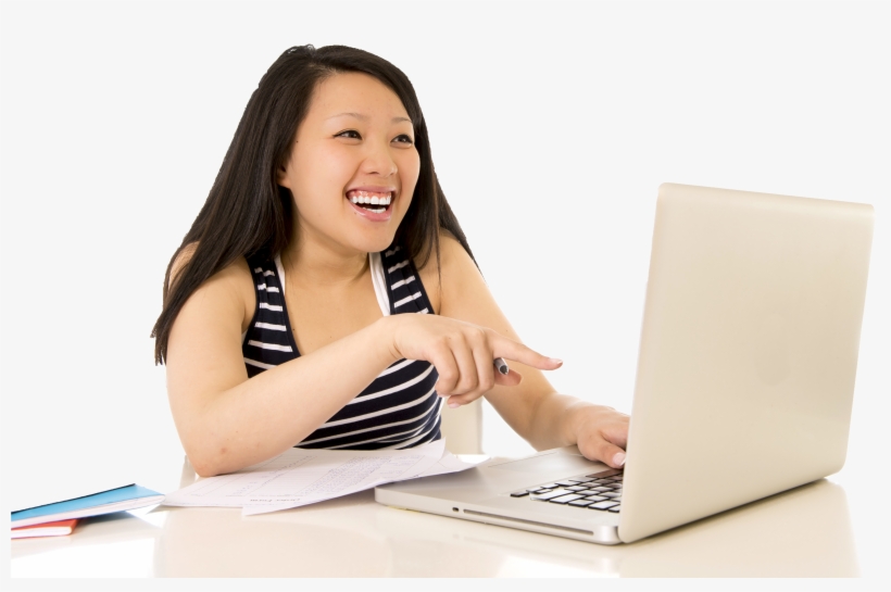 Make Your Free Profile - Asian Girl Using Laptop, transparent png