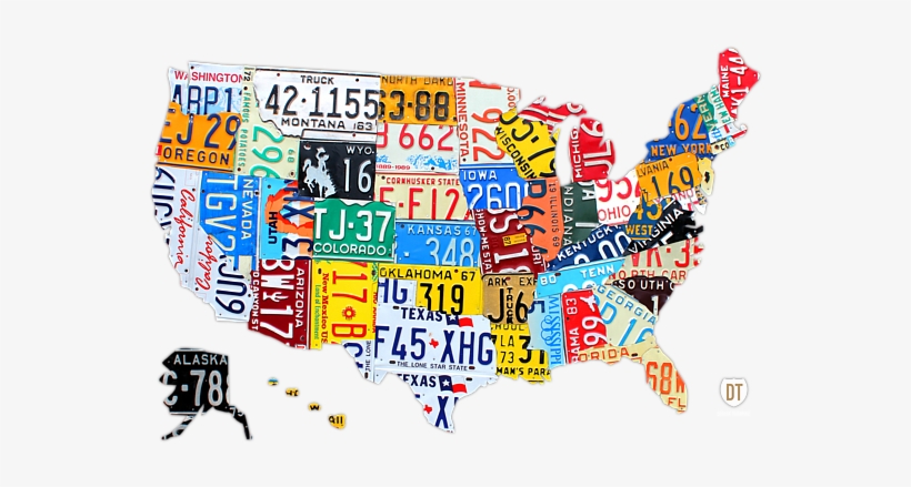 Click And Drag To Re-position The Image, If Desired - Poster: License Plate Map Of The United States, 24x36in., transparent png