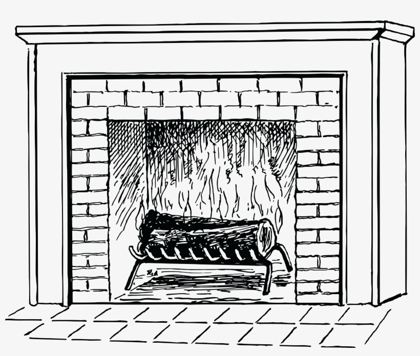 Free Clipart Of A Log Burning In A Fireplace - Fireplace Hearth Clipart, transparent png