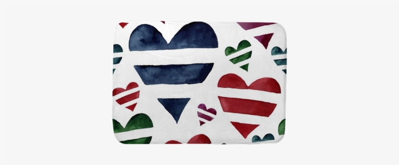 Watercolor Seamless Pattern With Striped Hearts - Symbol, transparent png