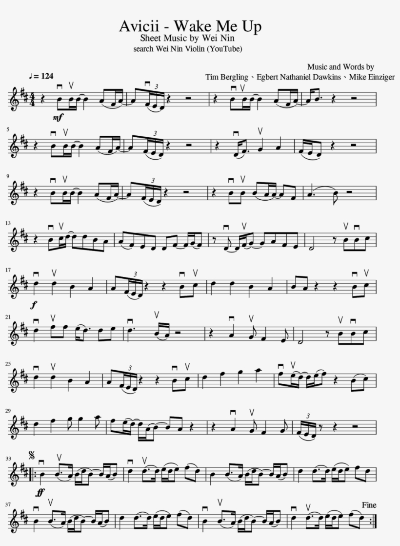 Try Watching This Video On Www - Wake Me Up Partitura Violin, transparent png