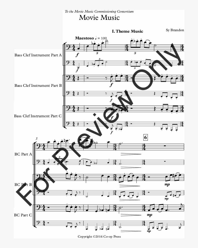 Movie Music For Mixed Trio Bass Clef Instruments Version - Music, transparent png