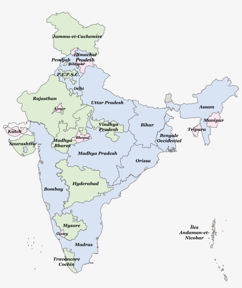 Svg Map State India Indian States - 213 2139361 Svg Map State India Indian States In 1951 