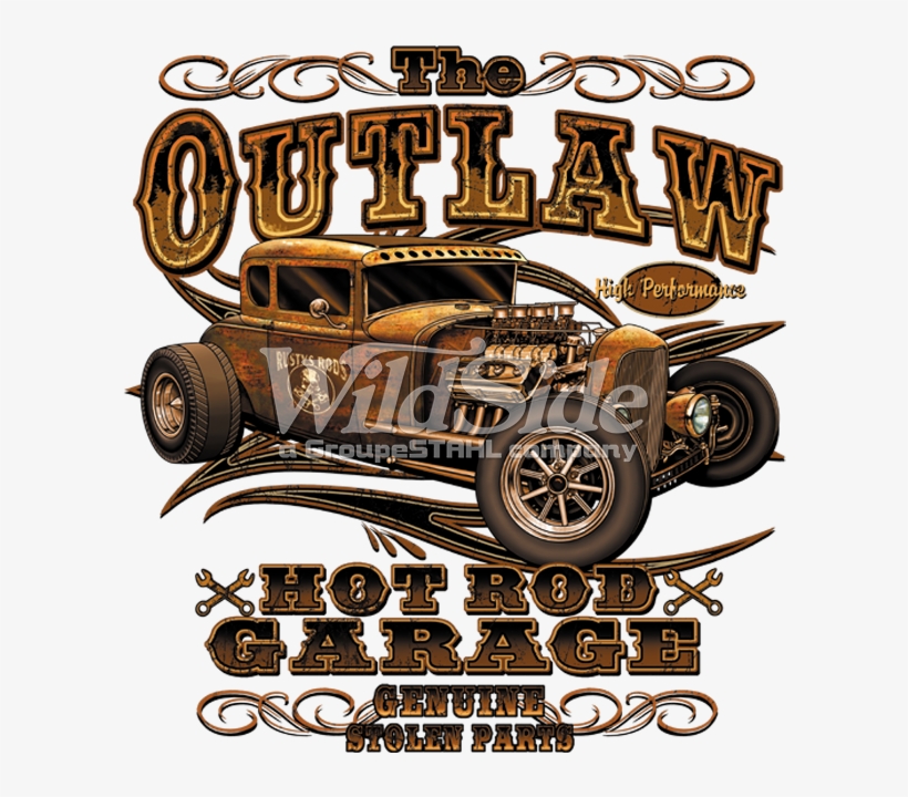 The Outlaw Hot Rod Garage Genuine Stolen Parts - Free Shipping Outlaw Hot Rod Garage T-shirt Usa American, transparent png