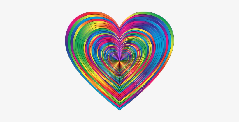Colorful Prismatic Chromatic Rainbow Psych - Psychedelic Hearts, transparent png