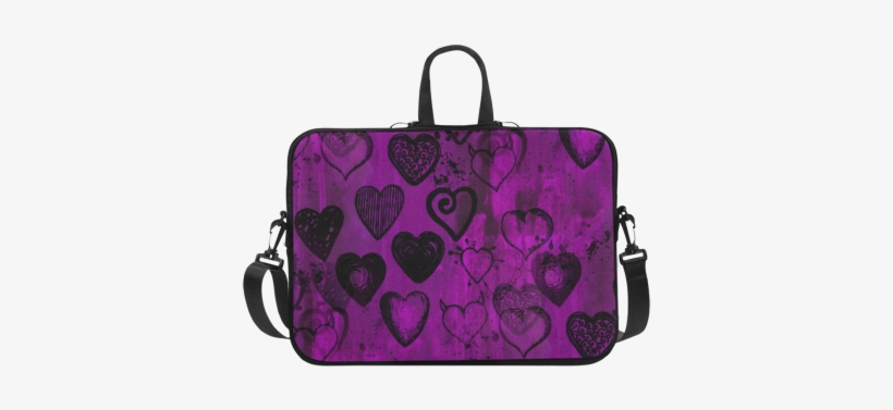 Grunge Purple Hearts Laptop Handbags 17" - Interestprint Designed Laptop Shoulder Bag Blue Petunia, transparent png