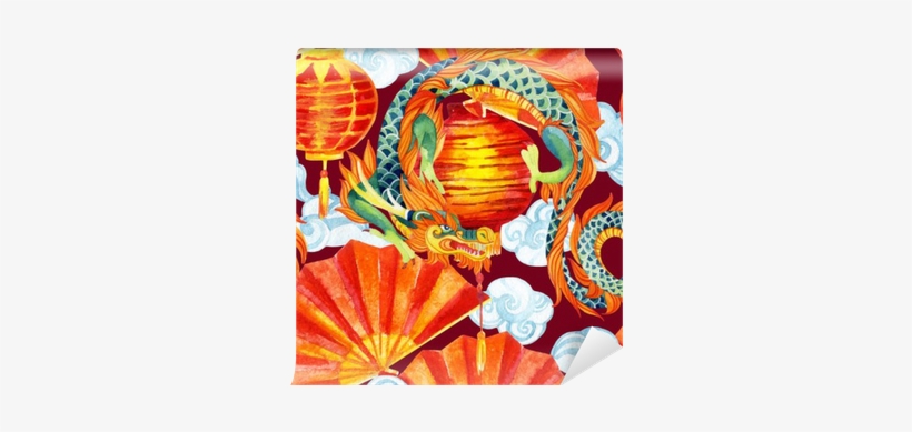 Chinese Dragon Watercolor Seamless Pattern - Chinese Dragon Watercolor Paintings, transparent png
