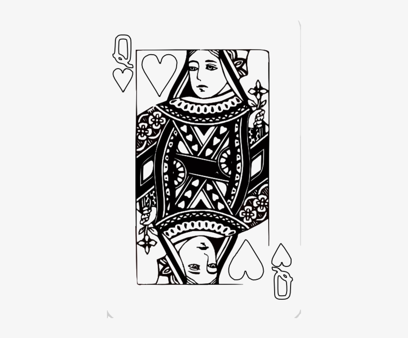 Single Poker Queen Card Four Corners Opposite Red White, transparent png