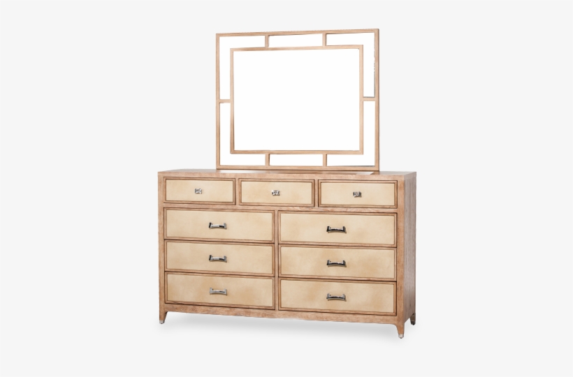 Bizcayne West Dresser Mirror Sand - Michael Amini Biscayne West 9 Drawer Double Dresser, transparent png