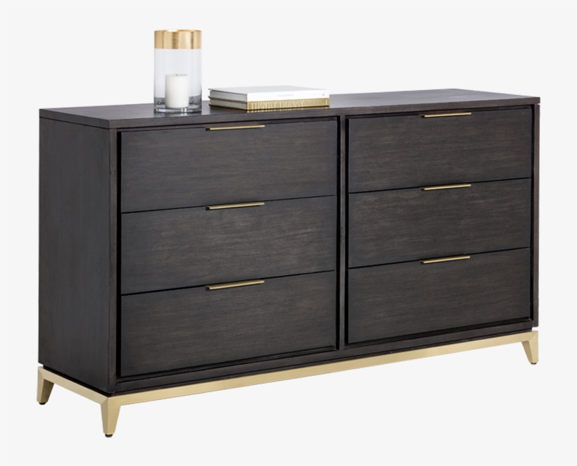 Montes Dresser - Brushed Gold - Sunpan Edmund Dresser - Brushed Gold & Smoked Grey/brown, transparent png