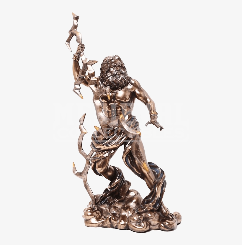Bronze Wrathful Zeus Statue - Zeus Collectibles And Figurines By Pacific Trading, transparent png