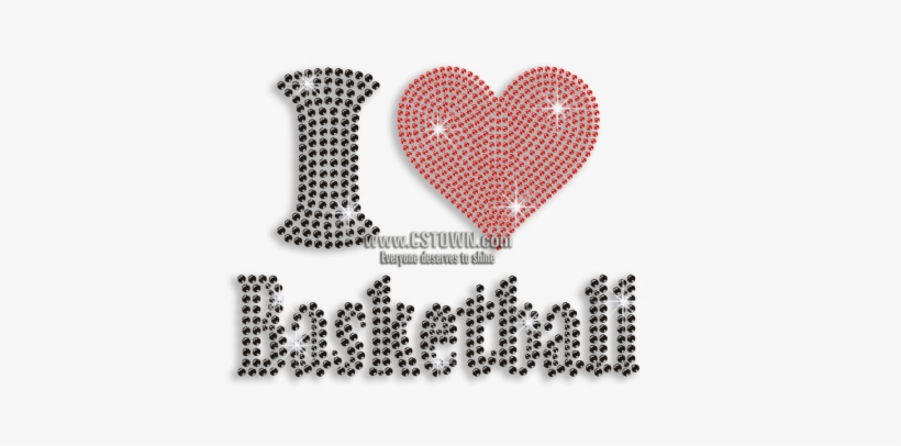 Custom I Love Basketball With My Heart Iron On Rhinestone - Ilovebasketballtv, transparent png