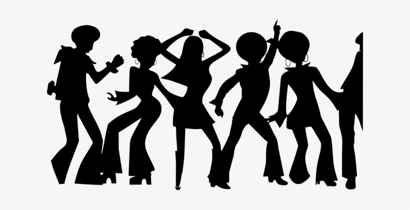 Disco Dance Black Silhouettes Dancers Danc - 70s Dancing Silhouette, transparent png