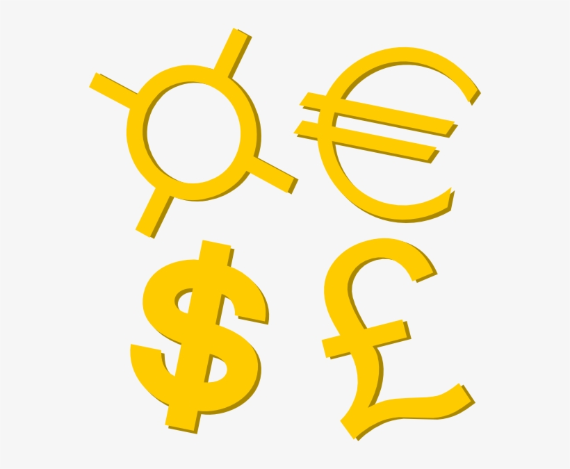 Gold Currency Symbols Clip Art - Currency Symbols, transparent png