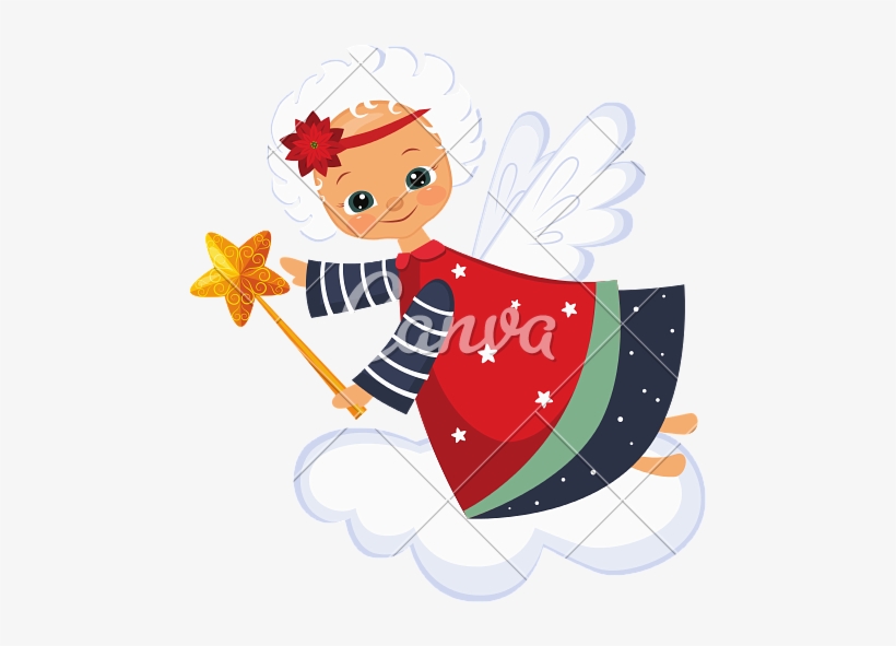 Christmas Angel With A Magic Wand - Canva, transparent png