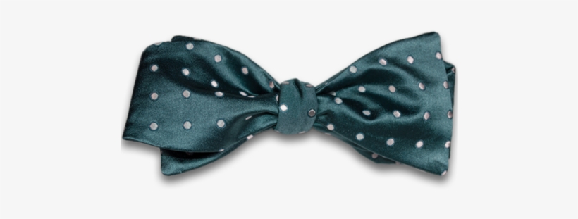 Bottle Green Satin Silk Self Tie Bow Tie With Silver - Necktie, transparent png
