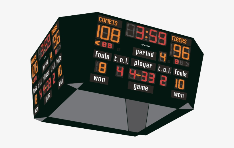 4 Sided Basketball Scoreboard Amp Led Digital Display Basketball Arena Scoreboard Png