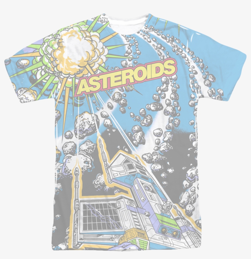 Asteroids Sublimation T-shirt - Trevco Atari Asteroids All Over Space Ship Big Boys, transparent png