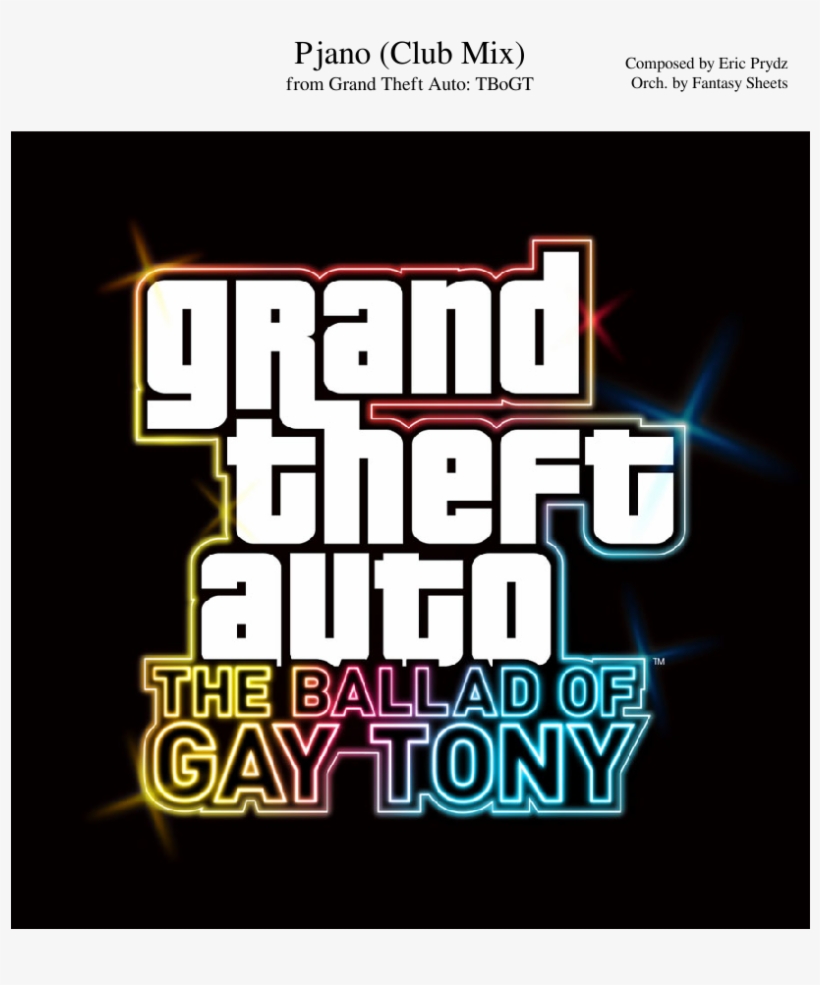 Pjano Sheet Music Composed By Composed By Eric Prydz - Grand Theft Auto: The Ballad Of Gay Tony, transparent png