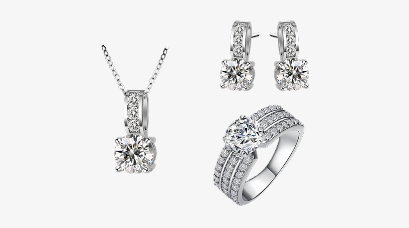 Diamond Jewelry - Lzeshine 2017 Big Sale Bridal Jewelry Sets Silver Color, transparent png