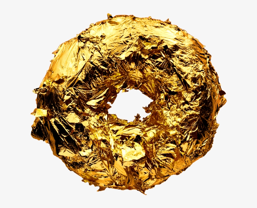 Gold Doughnut, transparent png