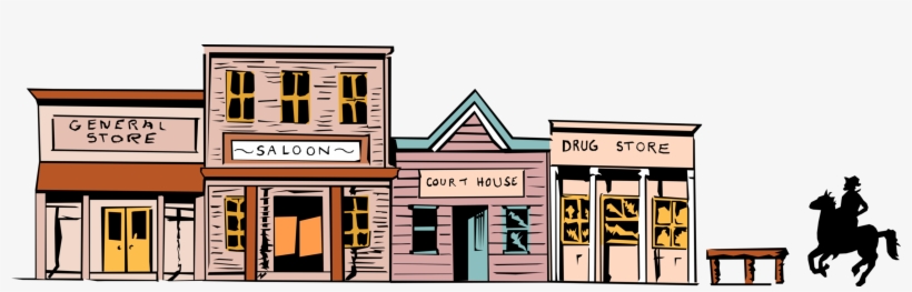 Banner Black And White Library Old West Image Illustration - Old West Town Vector, transparent png