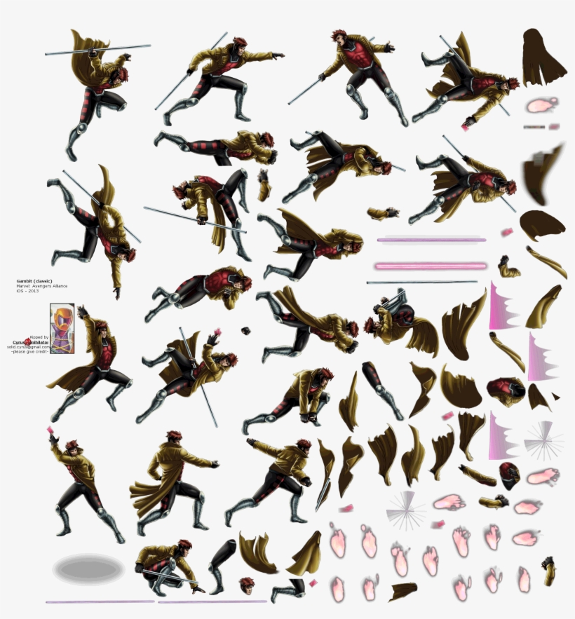 Click For Full Sized Image Gambit - Marvel Avengers Alliance Sprite, transparent png