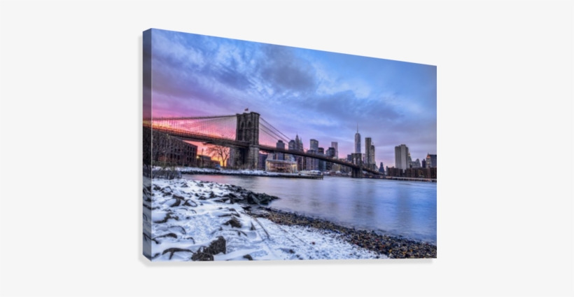 Brooklyn With Covered Landscape - Brooklyn Bridge With Snow-covered Landscape At Sunset, transparent png
