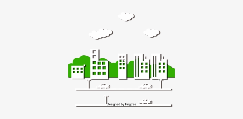 Beautiful Cartoon Lovely Flat Hand Painted City Building - Building, transparent png