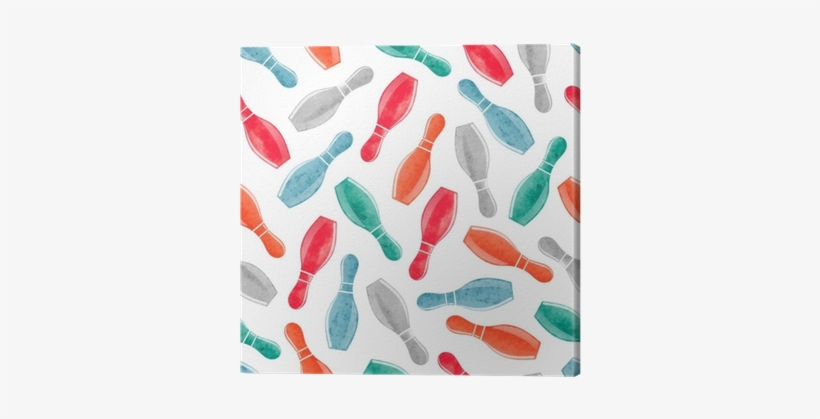 Seamless Pattern With Colorful Watercolor Bowling Pins - Watercolor Painting, transparent png