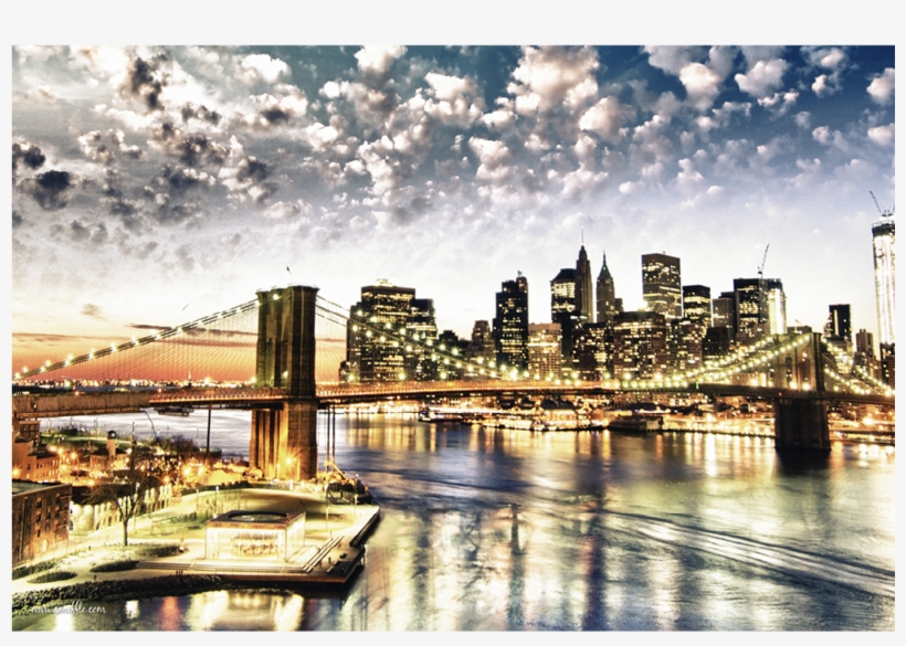 Brooklyn Bridge & Manhattan - Designart 'new York City' Manhattan Skyline' Cityscape, transparent png