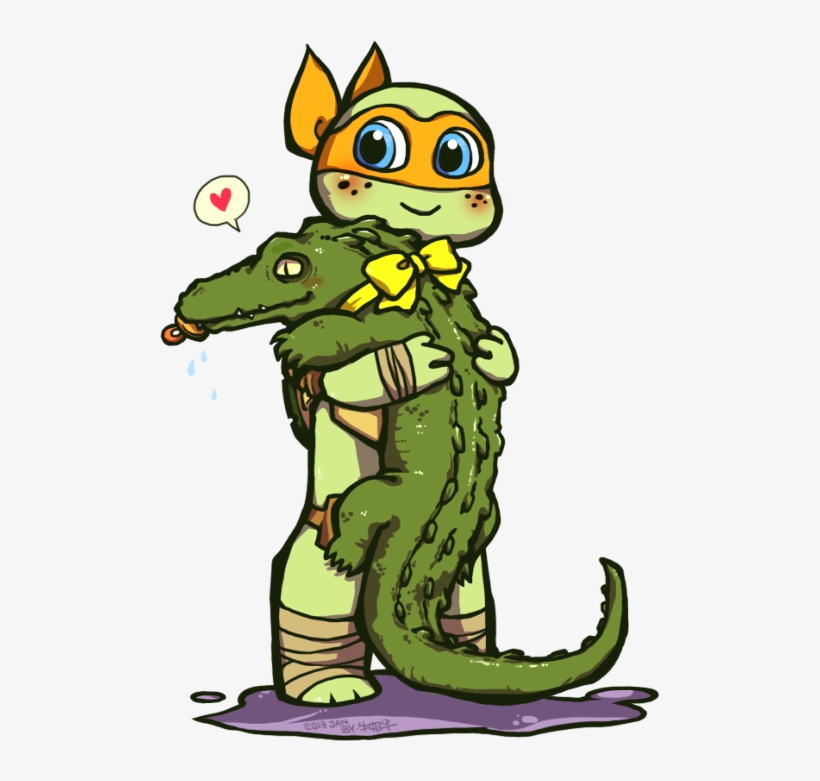 Tmnt Pet Gator By Junkiemilk-d5ro9ym - Teenage Mutant Ninja Turtles Mikey Cute, transparent png